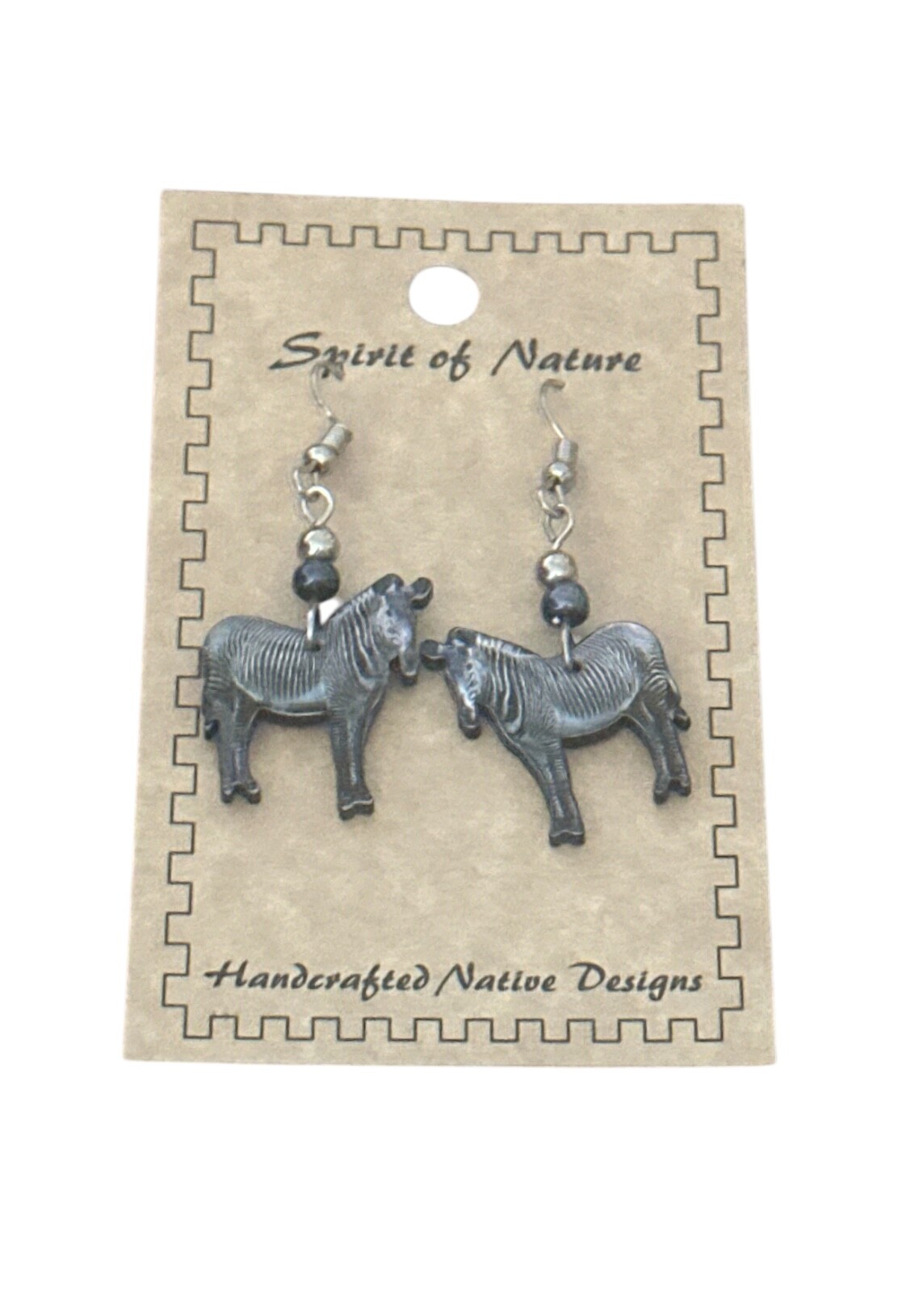 Spirit of Nature Earrings ZEBRA- back & white beads- french wire