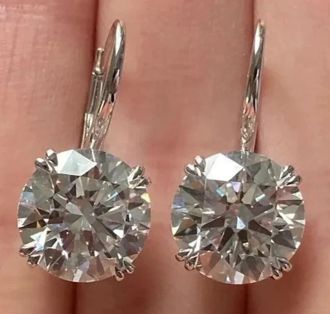 4 CT Round F-VS1 Lab Grown Diamond Women Wedding Stud Earrings 14K White Gold