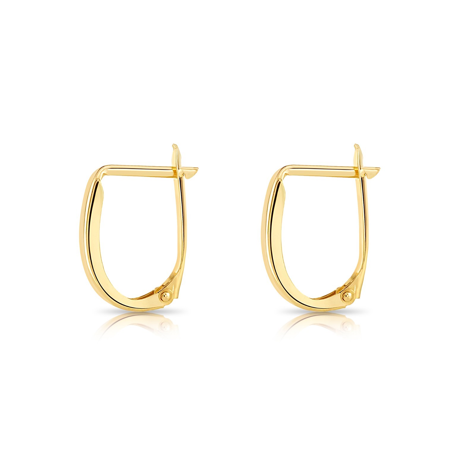 10K Real Solid Gold Shiny Mini U Oval Huggie Hoops Minimalist Dainty Earrings