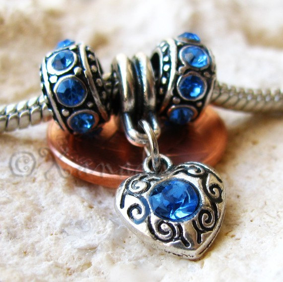 September Sapphire Blue Birthstone Large Hole Beads For European Charm Bracelets