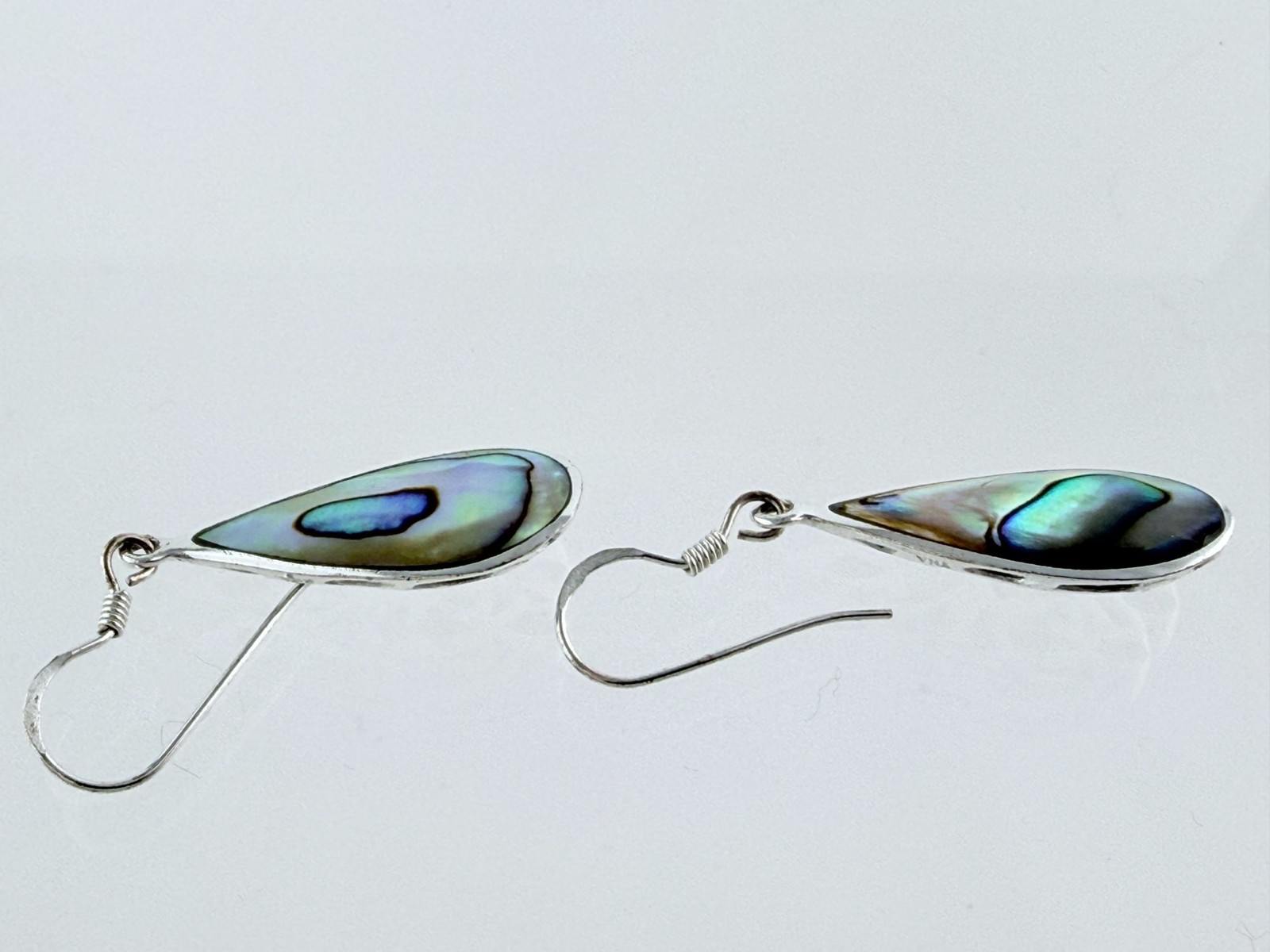 Marsala MC Sterling Silver Abalone Shell Hook Earrings 925 3.7g 1 5/8 Inches