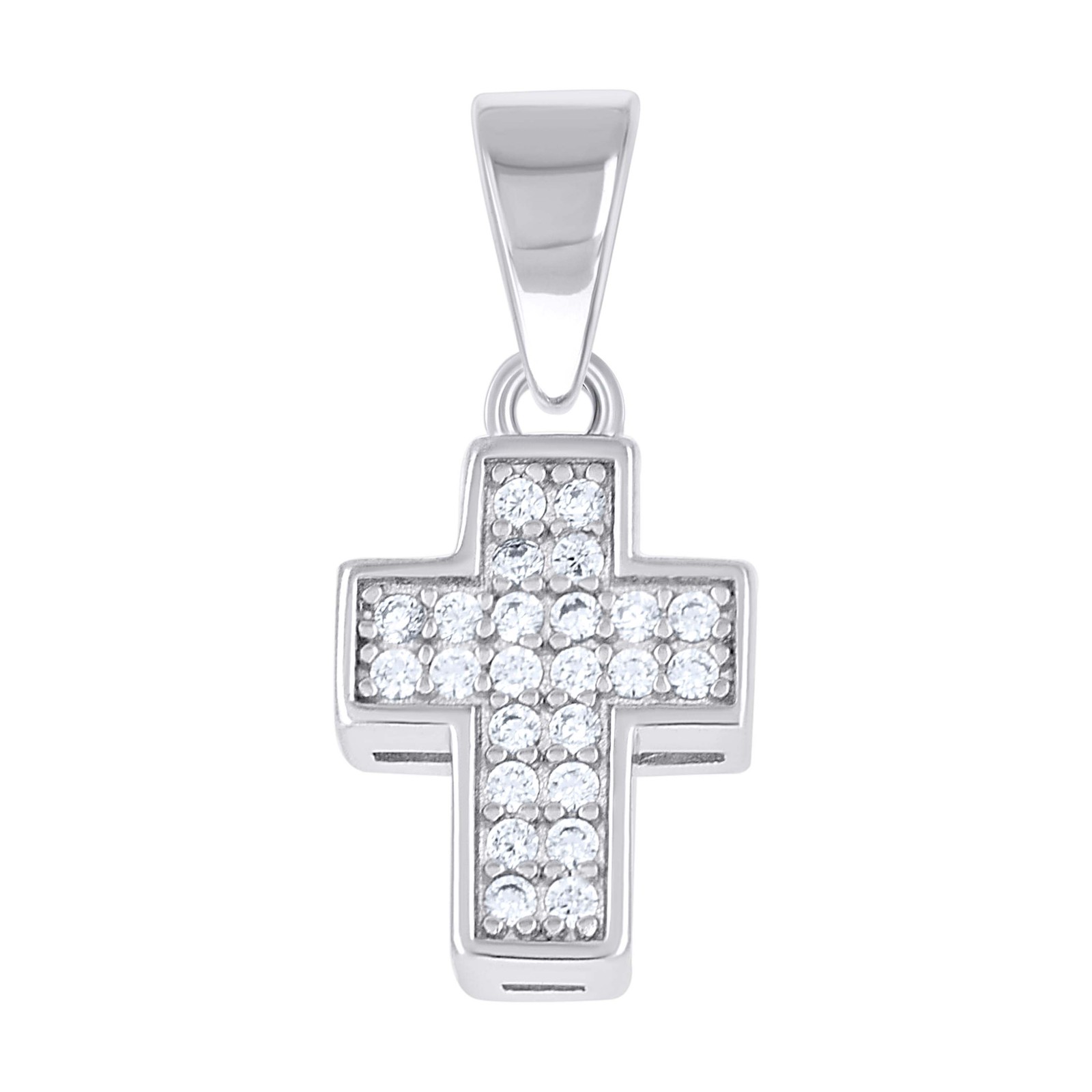 925 Sterling Silver Unisex Cubic-Zirconia Cross Religious Pendant