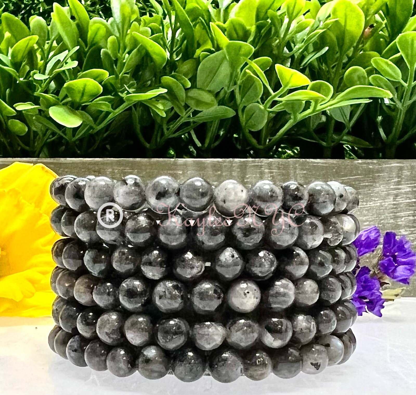 Wholesale 6 Pcs Natural Larvikite 6mm 7.5” Stretch Bracelet Crystal