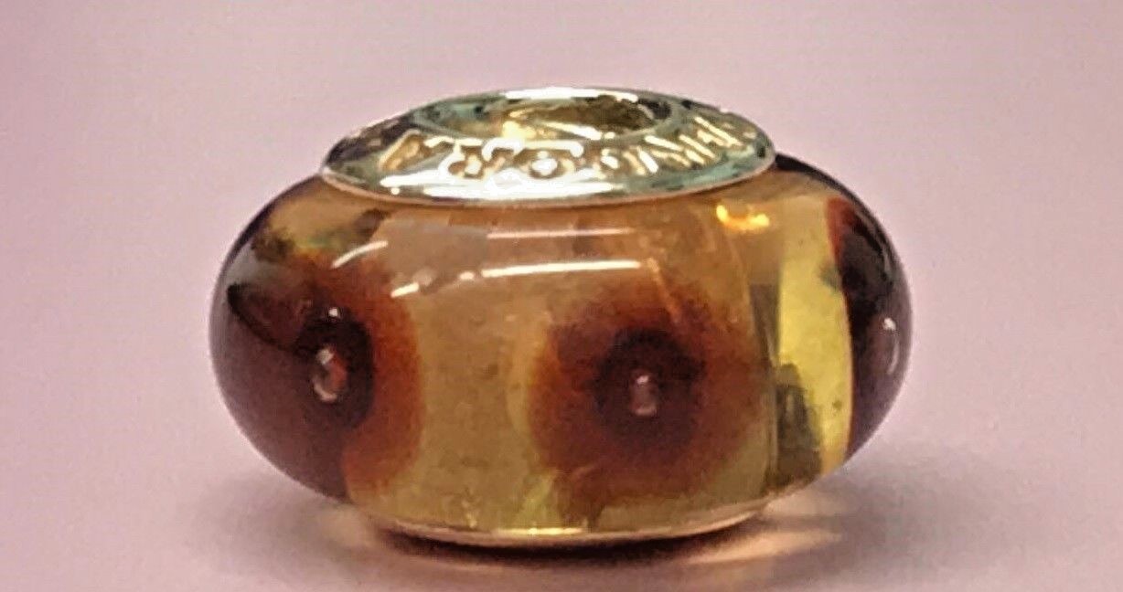 PANDORA | 14K GOLD BROWN MYSTIC MURANO CHARM ✪NEW✪ 750402 RARE RETIRED 585 ALE