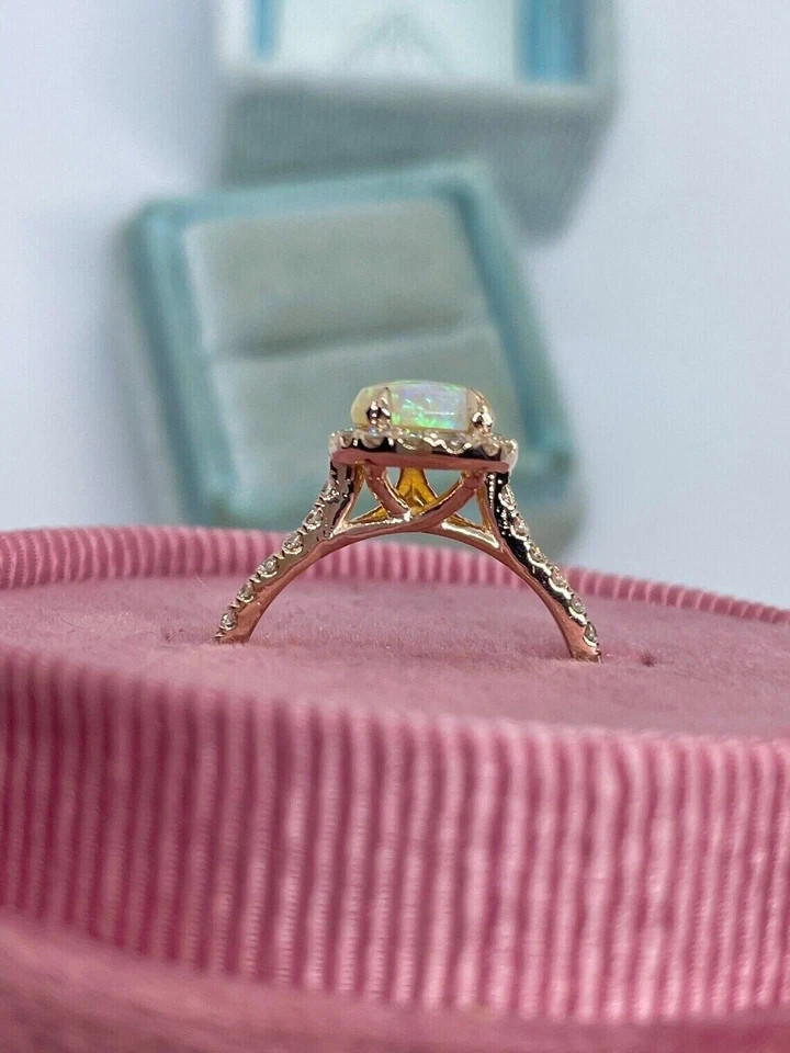 2Ct Pear Lab Created Fire Opal Fancy Engagement Ring In 14K Yellow Gold Plated