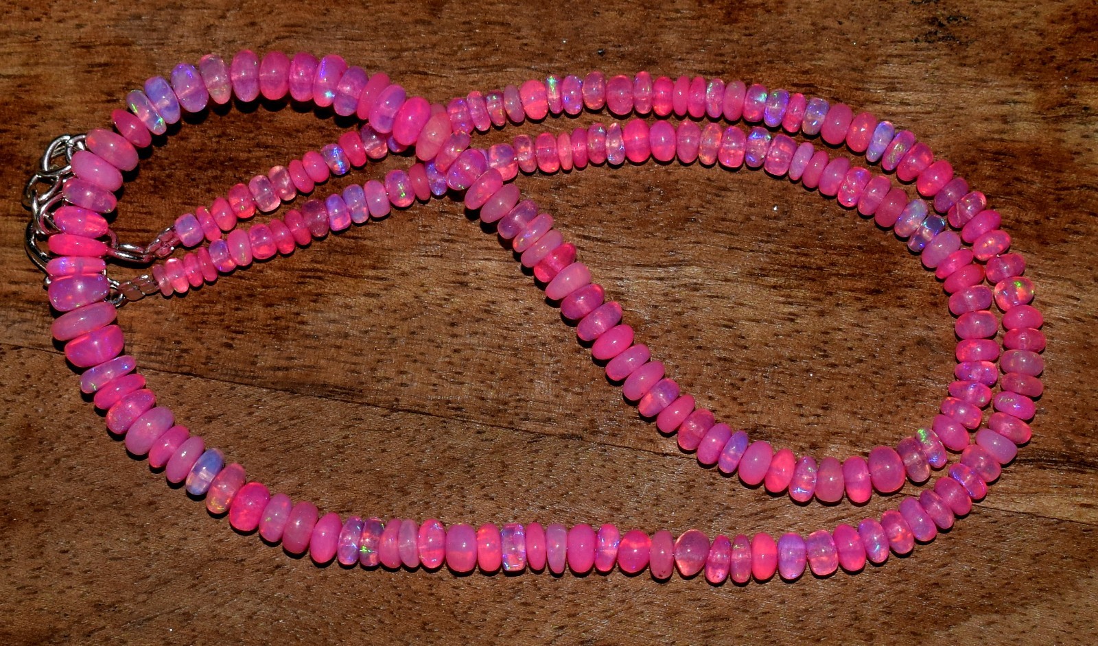 16″Natural Ethiopian Opal Wello Fire Opal Gemstone Beads Necklace