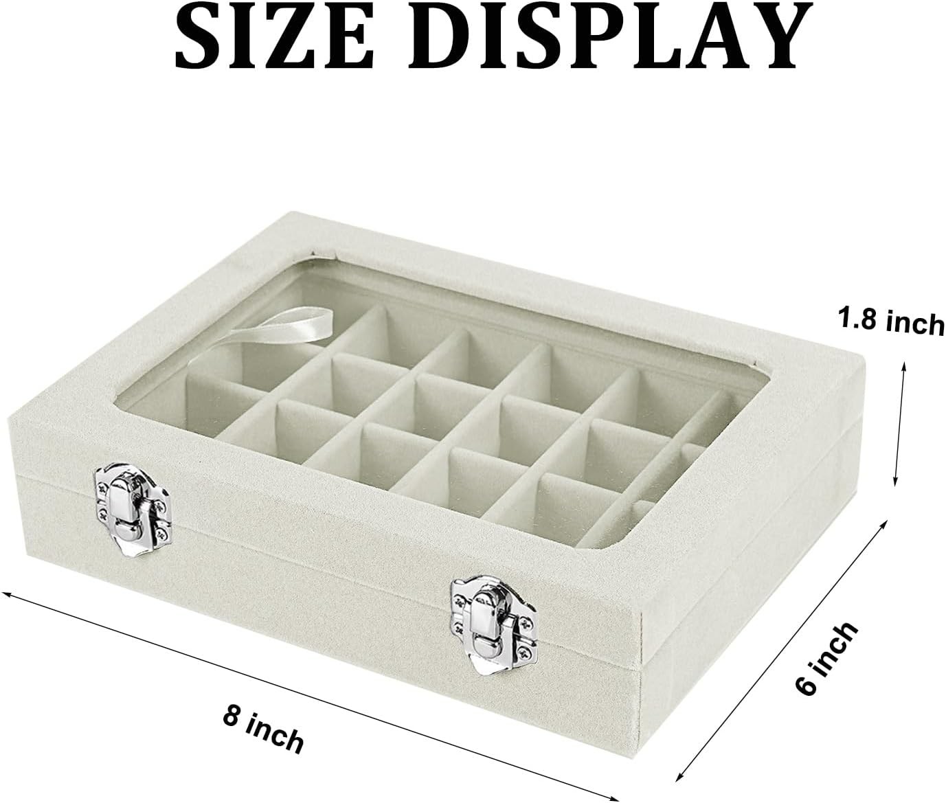 Jewelry Box 24 Grid Velvet Earrings Holder Tray Detachable Earring Ring Case Jew
