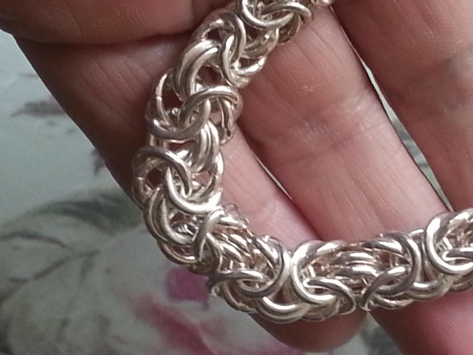 Italian 925 Silver Byzantine Style Necklace Including Slider Extender