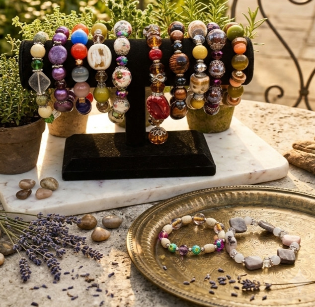Lot of 10 Handmade Stone Stretch Bracelets Adult Gemstone Beaded Jewelry Set