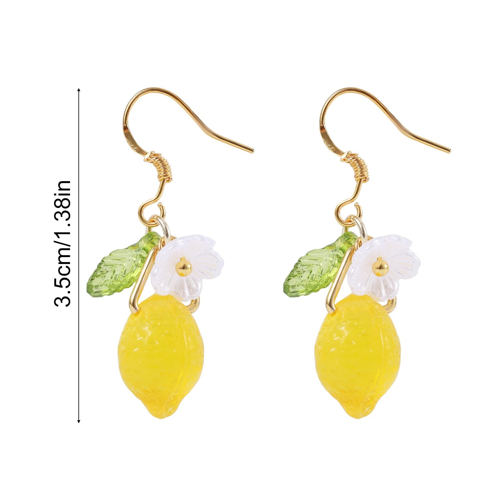 Lemon Dangle Earrings, Resin Yellow Hoop Earrings Dainty 3.5cm, yellow