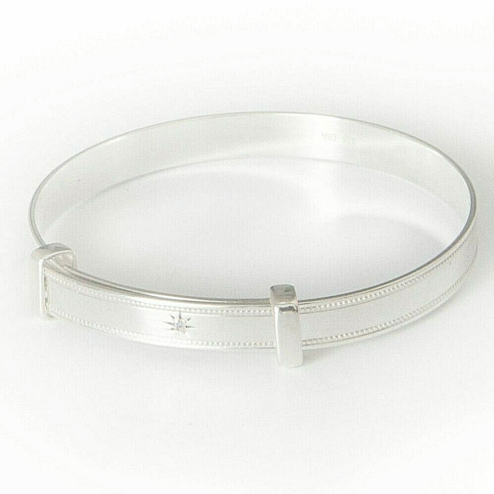 Children Solid Silver Bracelet Newborn Bangle Baby Shower Baptism Christening