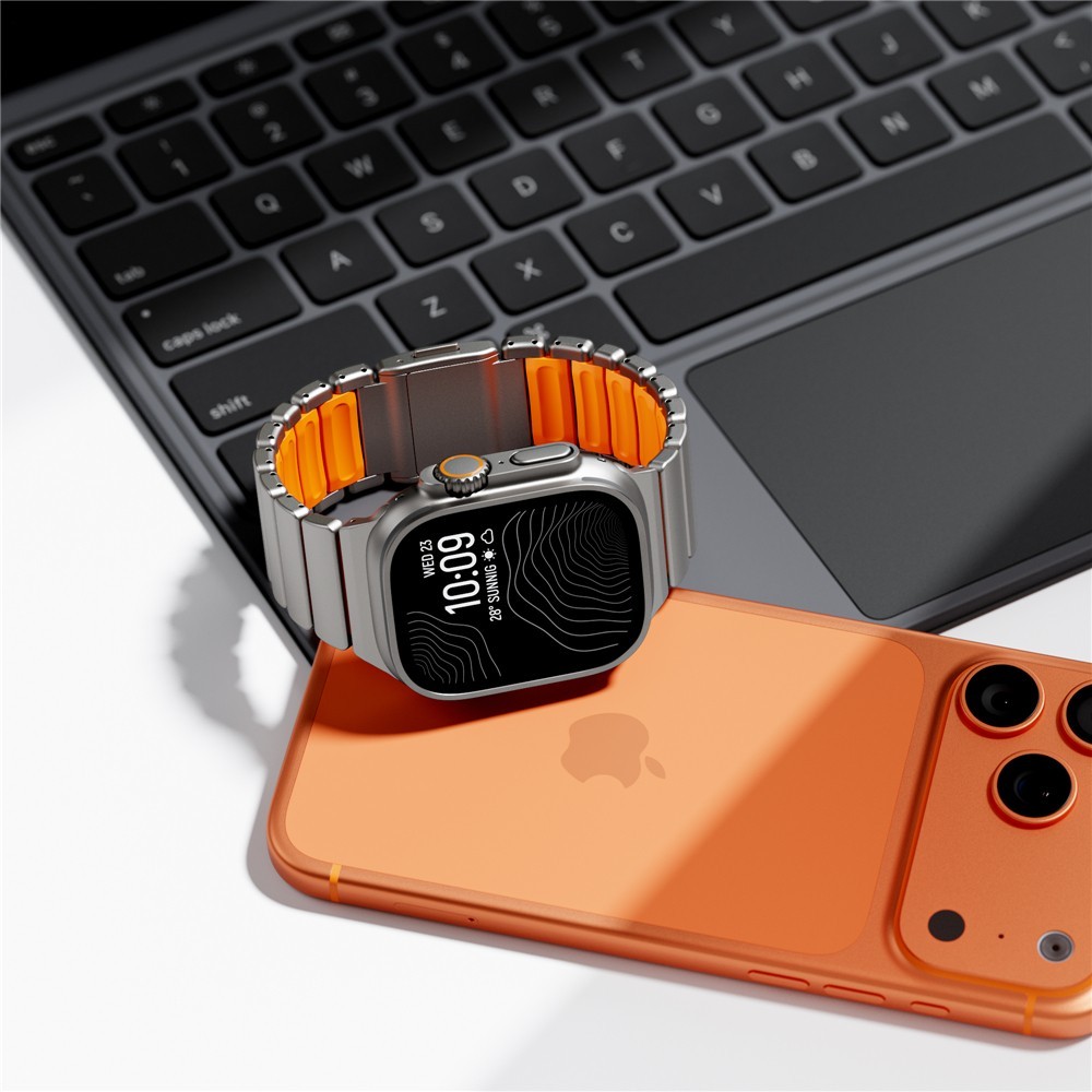 Titanium + Silicone Link Band for Apple Watch Ultra 3 2 49mm Series 11 10 9 8 7