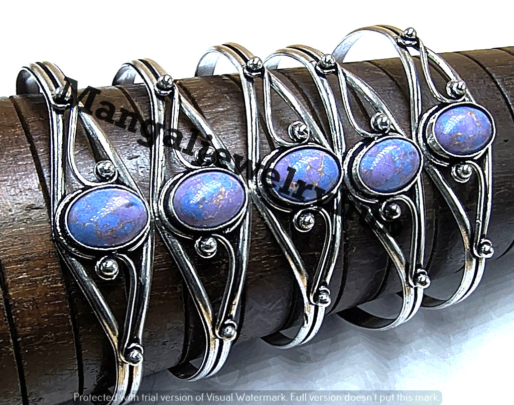 Purple Turquoise Gemstone Bangles 925 Sterling Silver Plated Bulk Jewellery Lot