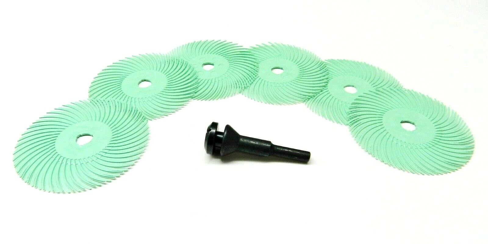 3m Radial Bristle Disc 3″ 1Mic Grit Light Green & 1/4″ Mandrel 6 Brushes & Arbor