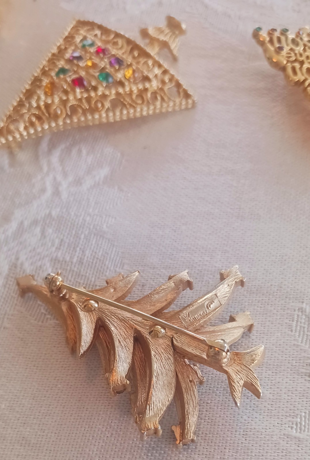 Estate Christmas Tree Brooches ~ TRIFARI CROWN ~ART ARTHUR ~GERRYS AVON ~ WIRE +