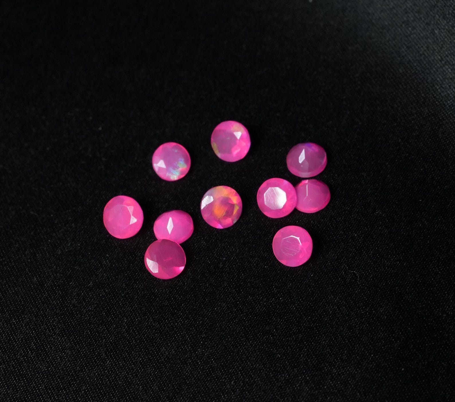 Natural Pink Ethopian Opal Round Faceted Cut 3mm To 10mm Loose Gemstone