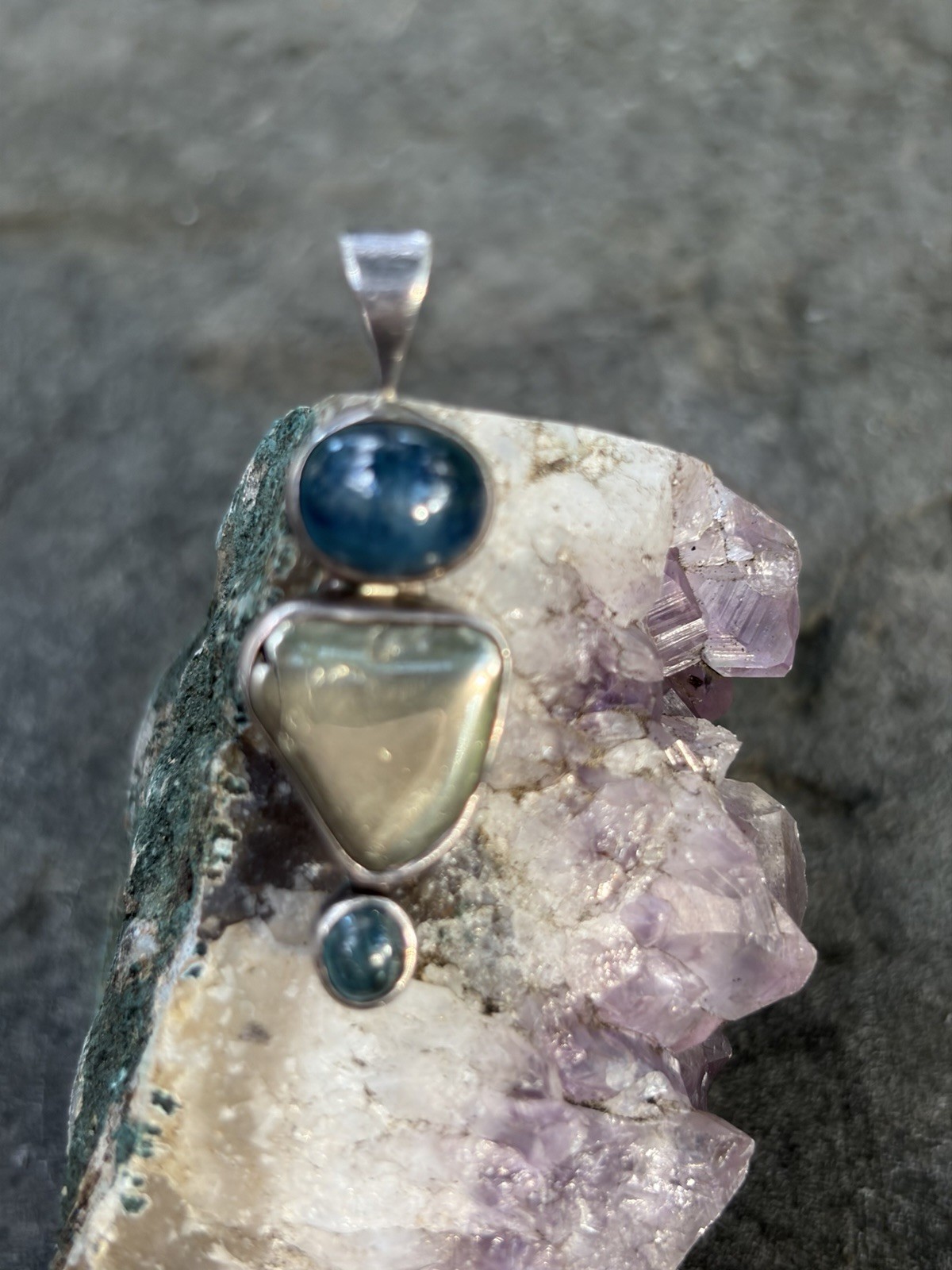 Starborn 925 Sterling Silver Blue Apatite & Golden Sheen Obsidian Pendant