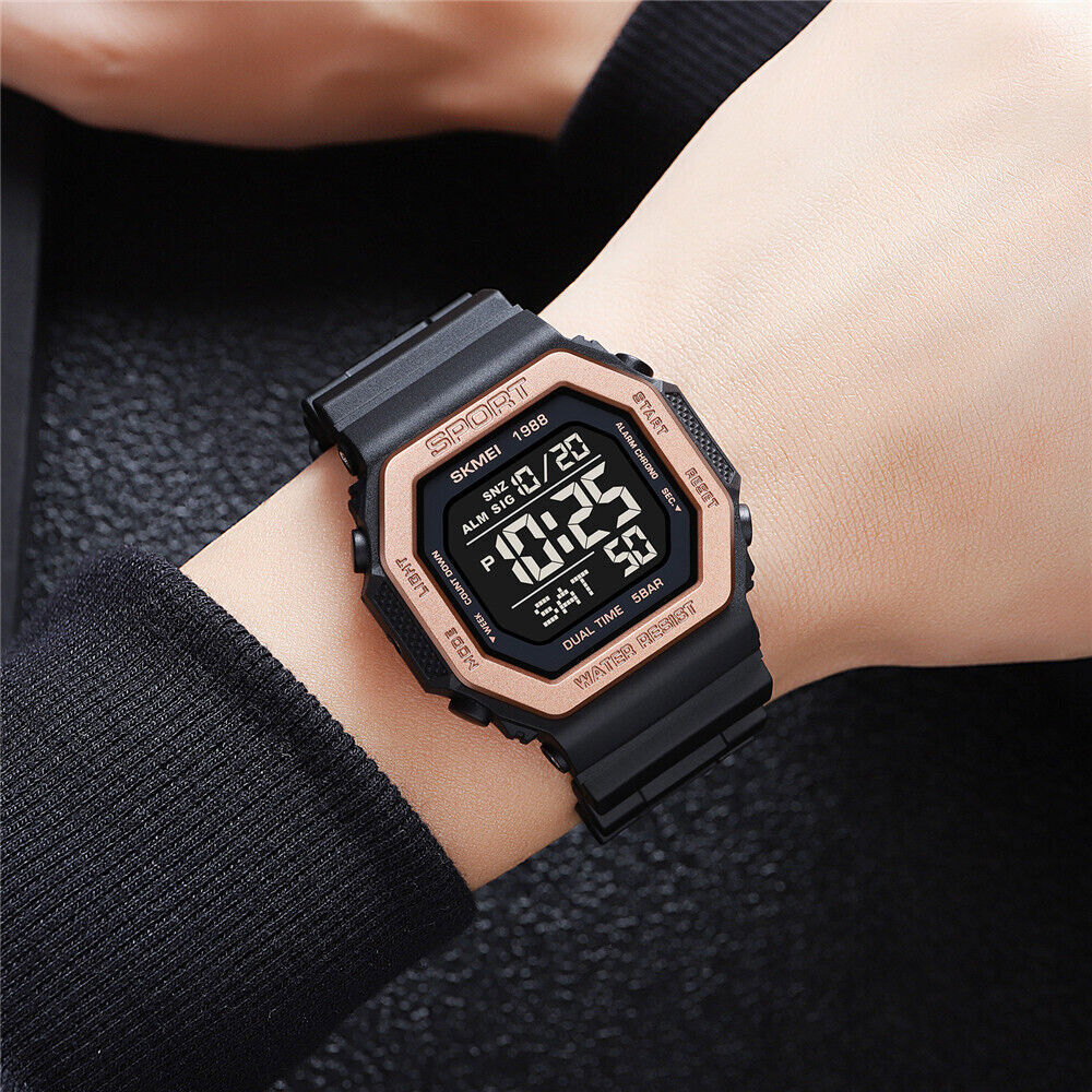 SKMEI Men Watch Rectangle Sport Watches Students Boy LED Date Digital Wristwatch