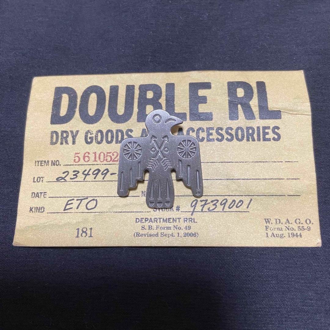 RRL Polo Ralph Lauren Thunderbird Badge Vintage Style Brass Silver-plate Used