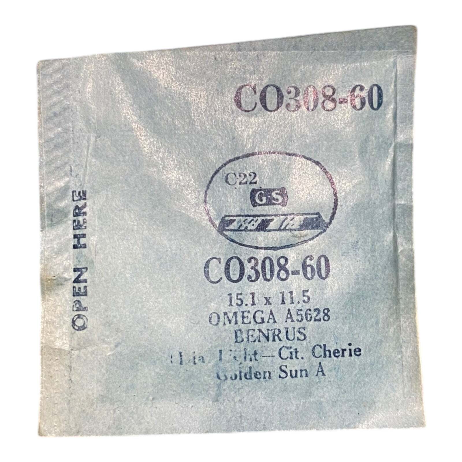 Germanow-Simon Mach (GS) CO308-60 Watch Crystal 15.1×11.5 NOS Part Flexo Omega