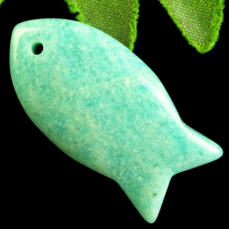 Carved Hemimorphite Fish Pendant Bead 39x20x6mm S0047884