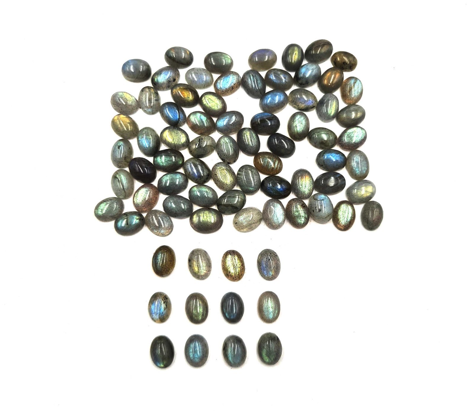 Natural Labradorite Oval Cabochon Loose Gemstone Lot 74 Pcs 6*8 MM 100 CT