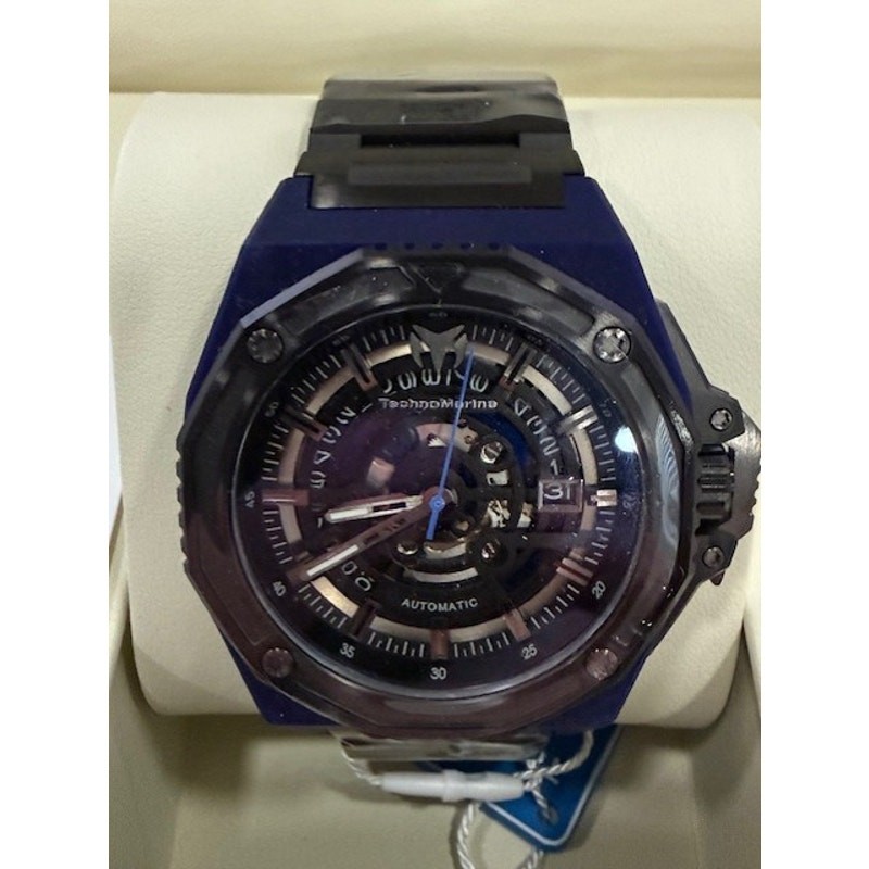 TechnoMarine Carbon Nautic TM-525003 45mm Automatic Skeleton Sapphire Watch NEW