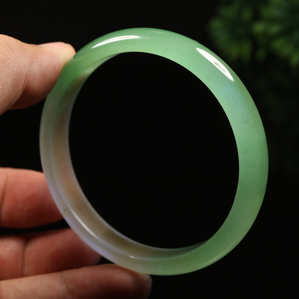 61mm Lavender Green Icy Jadeite Jade Bangle Bracelet Burma Jadeite A-14163