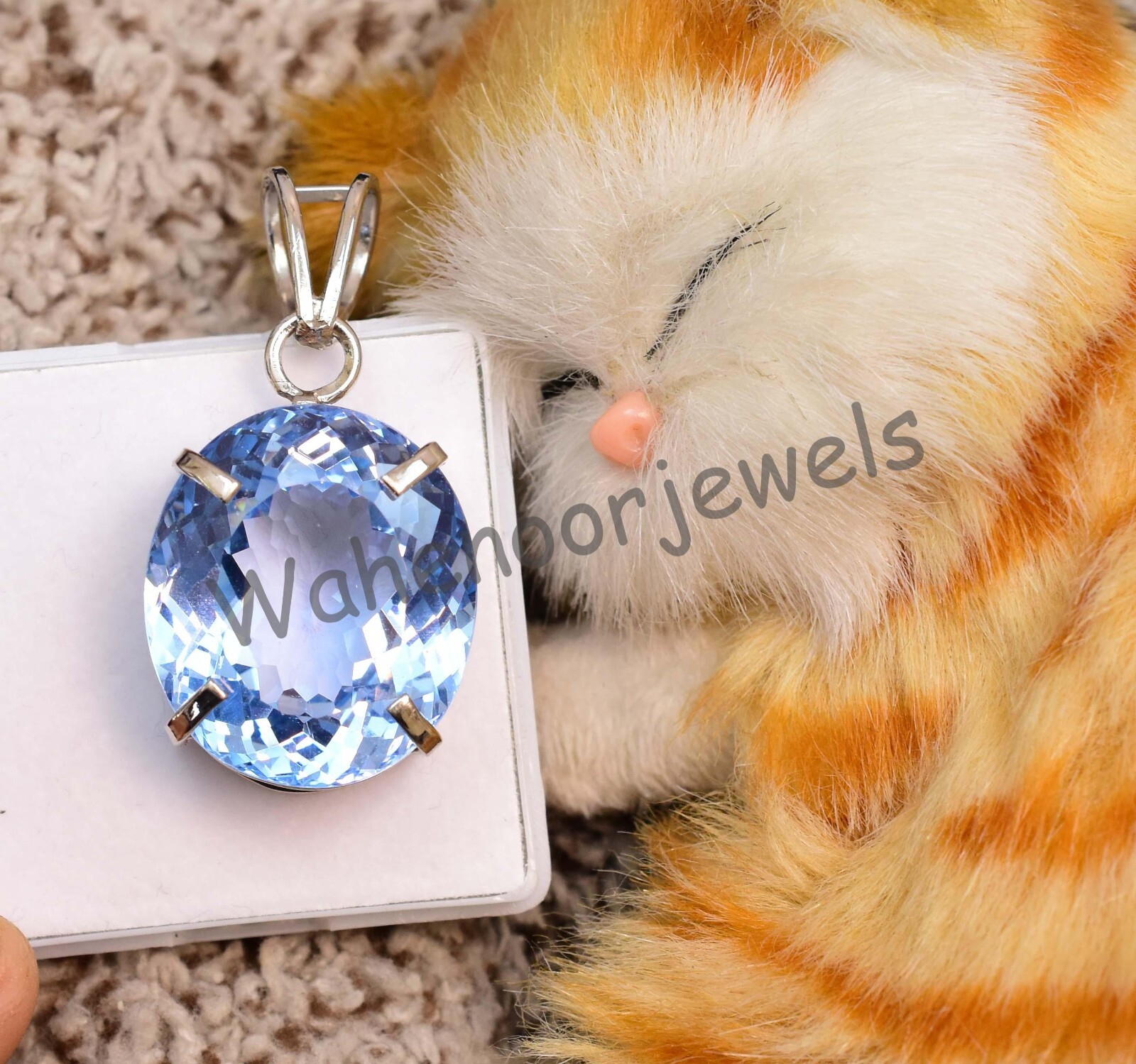 Natural Blue Jeremejevite Oval 925 Sterling Silver Pendant Certified See Video