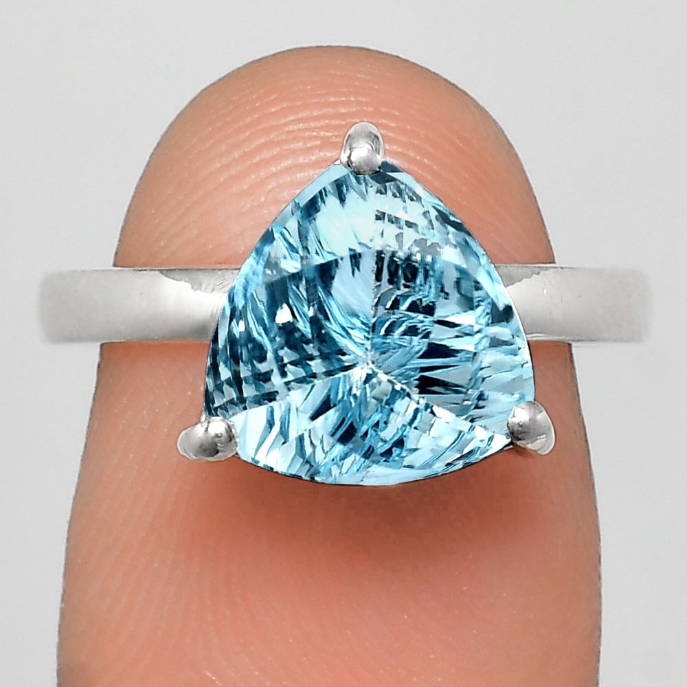 Fancy Cut Natural Sky Blue Topaz 925 Sterling Silver Ring s.10 Jewelry R-1019
