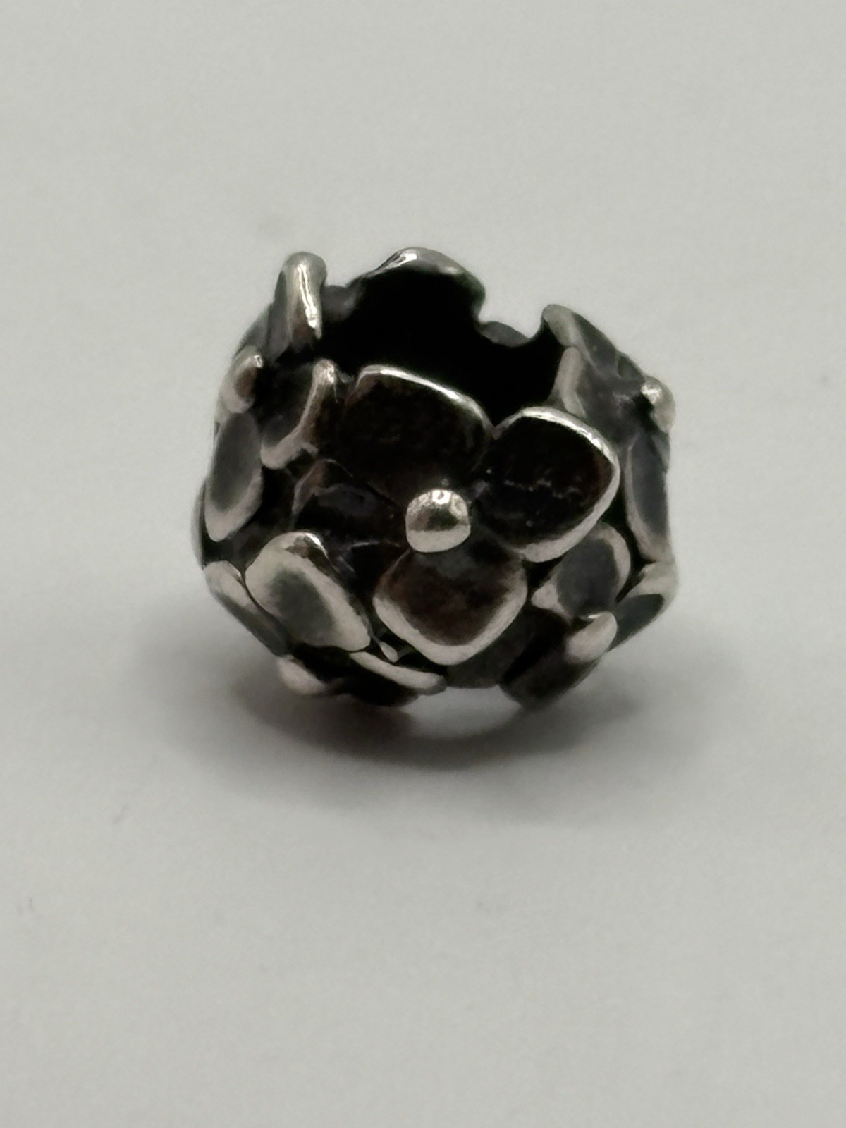 Authentic Trollbeads, Retired Hydrangea Sterling Silver Bead