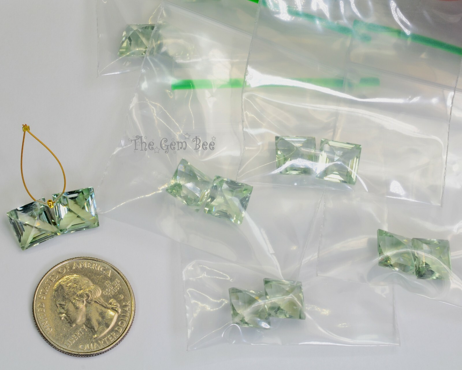10.3MM Green Amethyst Prasiolite Faceted Kite Briolette Bead PAIR