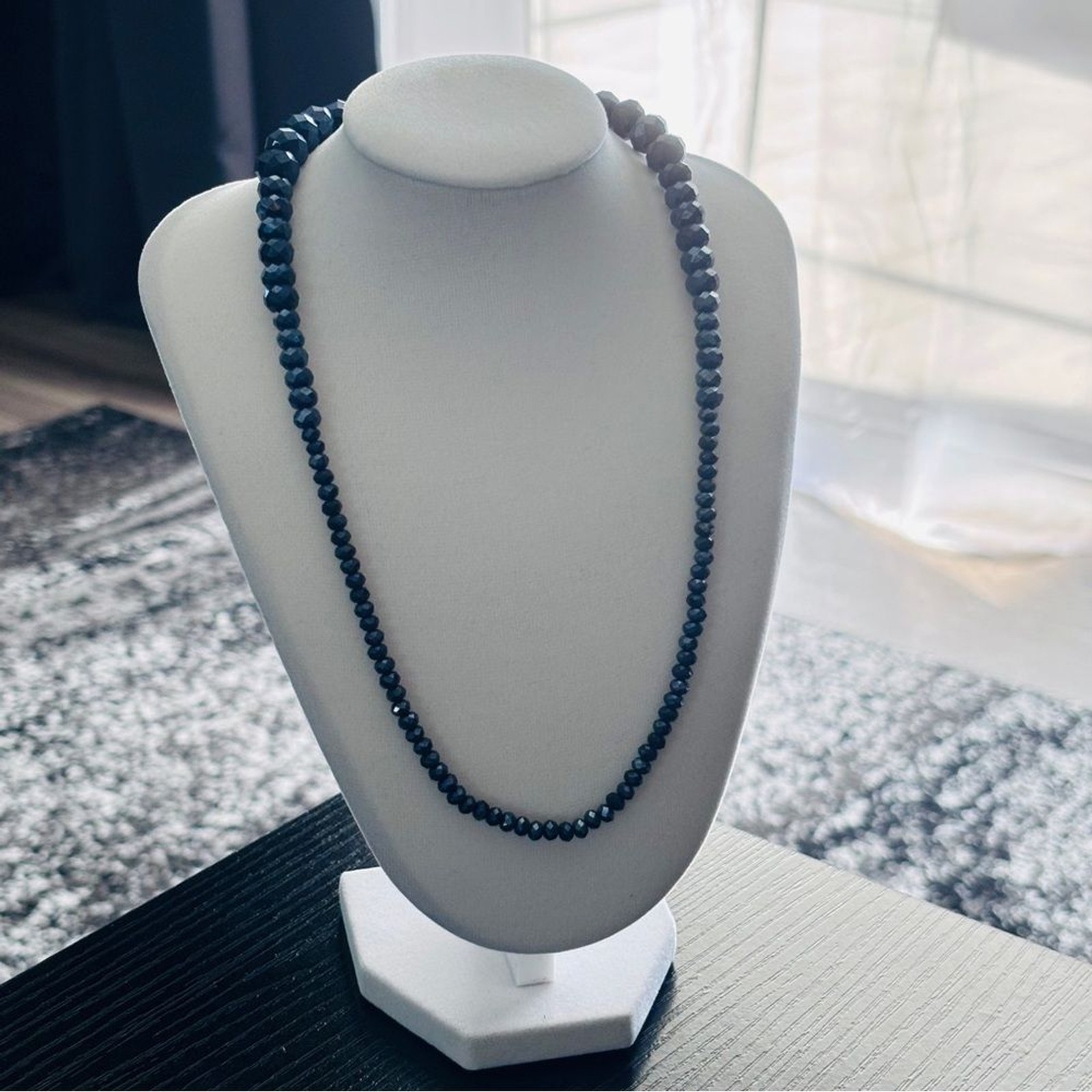 Susan Graver Black Aurora Crystal 2-in-1 Convertible Necklace Magnetic Clasp