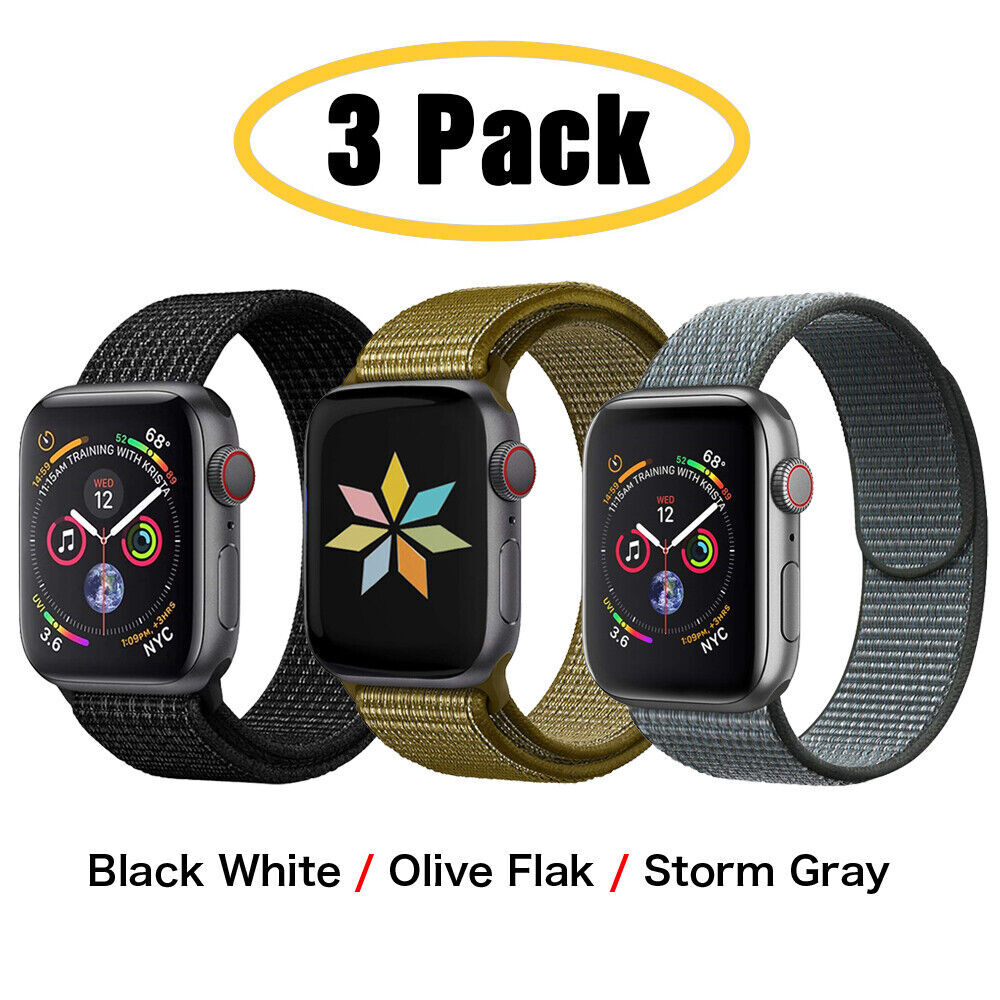 3 PACK Nylon Sport Band Strap For Apple Watch Series 11 10 9 8 7 6 SE 38/49mm