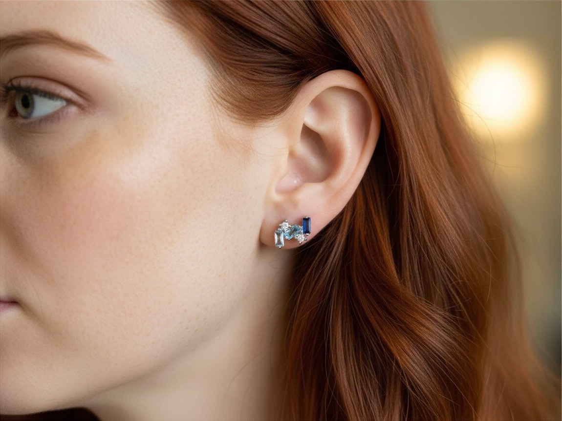 Art Deco Geometric Silver Crystal Museum Missoma Modern Art Earrings Stud Boho