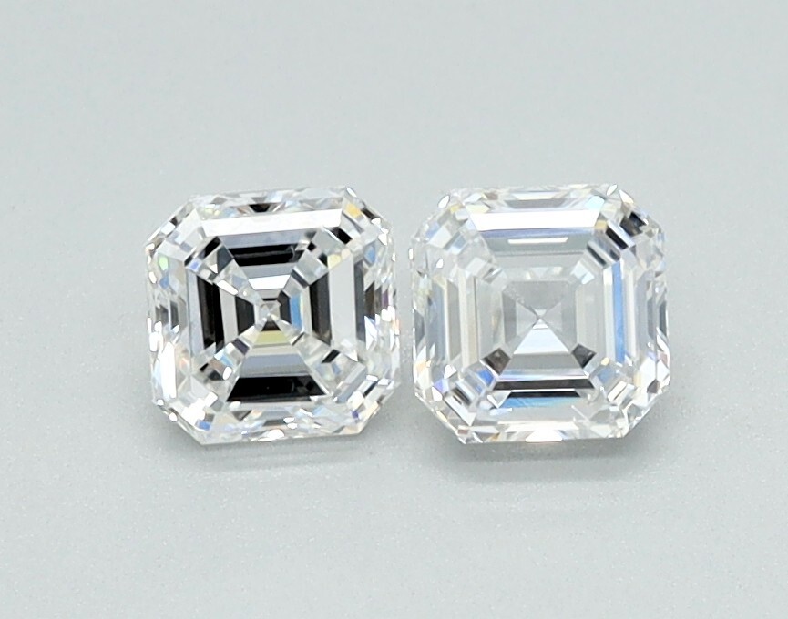 ASSCHER Cut Match Pair 0.45 Cts Lab Grown CVD Diamond E Color VS1 Clarity
