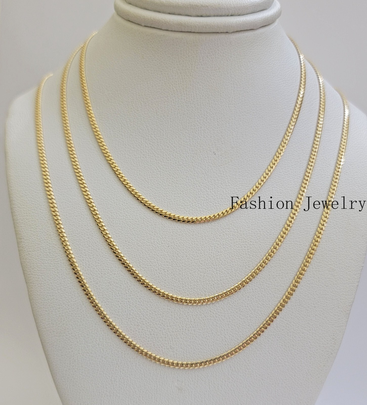 Real 18k Yellow Gold Necklace Chain Miami Cuban Link 2mm 24 Inch Real 18kt Solid