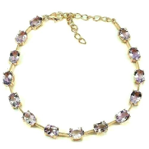 Silver Bracelet Amethyst Natural Gems Solid Sterling Rose Gold Plated 7 to 9 In