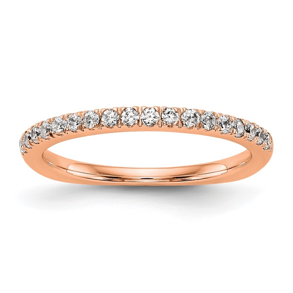 14K Rose Gold 3/8 Ct Round Cut Lab Grown Diamond VS+ F+ Wedding Band Ring Size 7