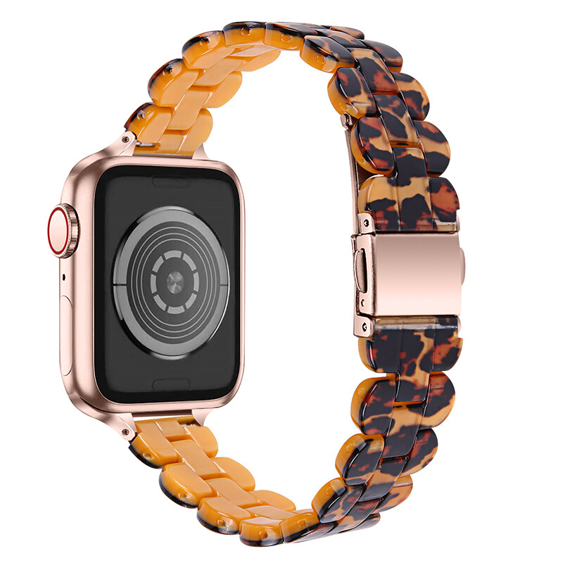 For Apple Watch Ultra 8 7 SE 6 5 4 Women Resin Stainless Steel Watch Strap Band