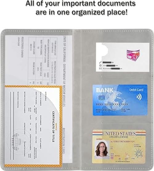 UYYE Auto Car Registration and Insurance Documents Holder – PU Leather Grey