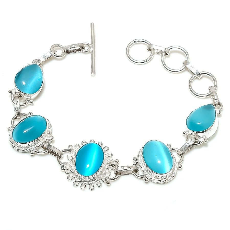 Monalisa Gemstone Handmade 925 Sterling Silver Jewelry Bracelet Size 7-8″