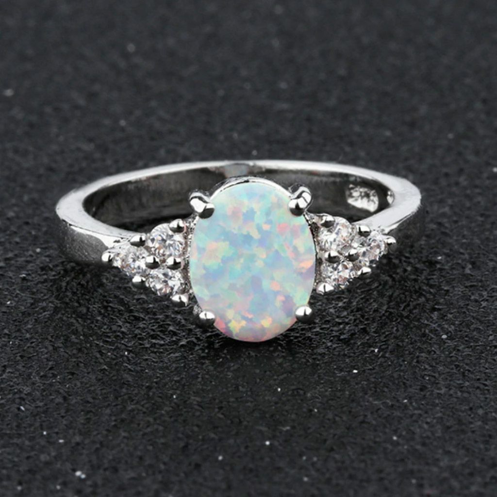 925 Fire Opal Ring in Genuine Sterling Silver Gemstone Jewelry Ring Size 6-9 USA