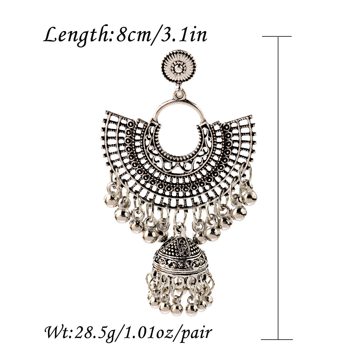 Women Girl India jhumki Gold Silver Bead Earrings Ornament Southeast Asia Style