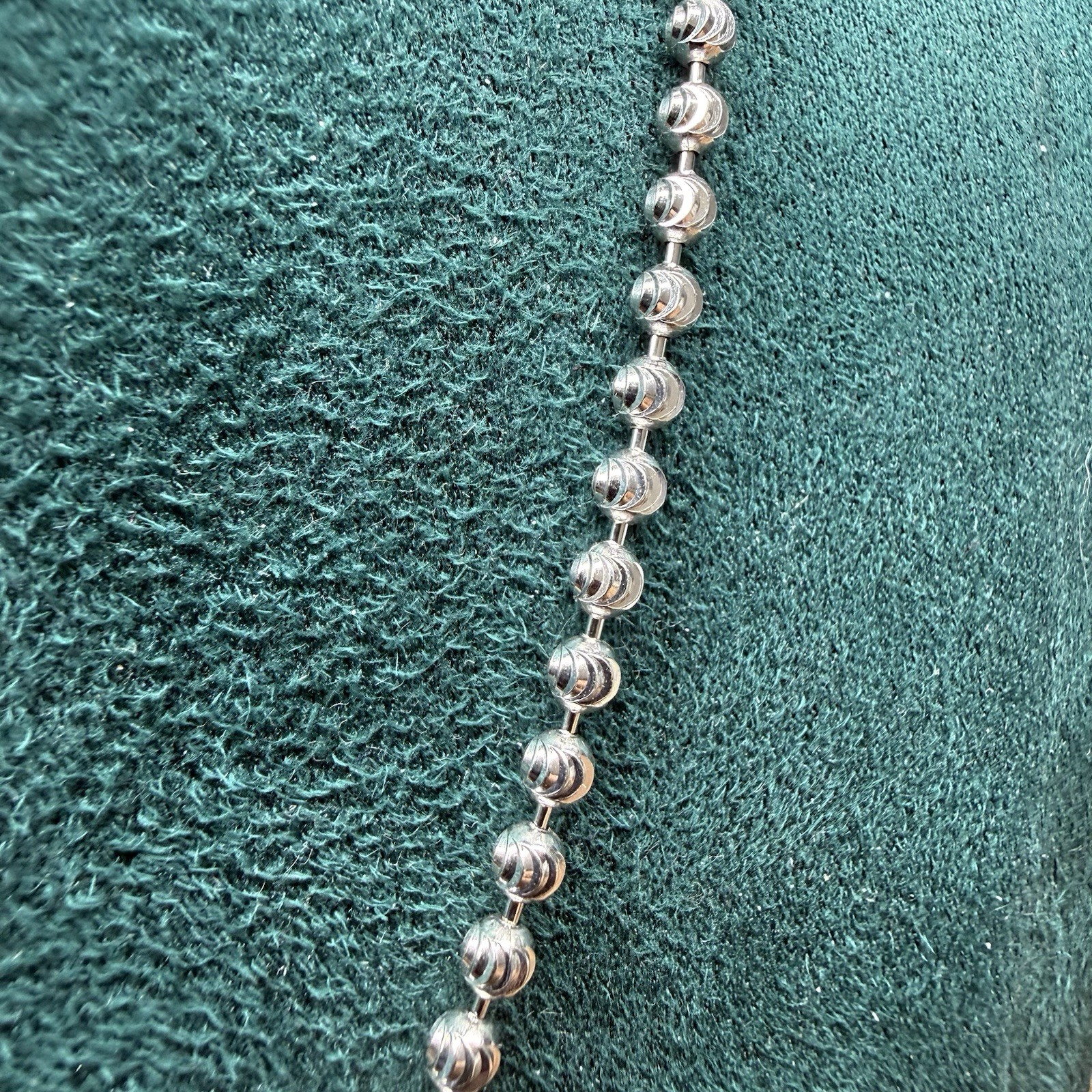 925 Sterling Silver Italy Moon Cut Bead Ball Chain Necklace 20.25” 2.8mm
