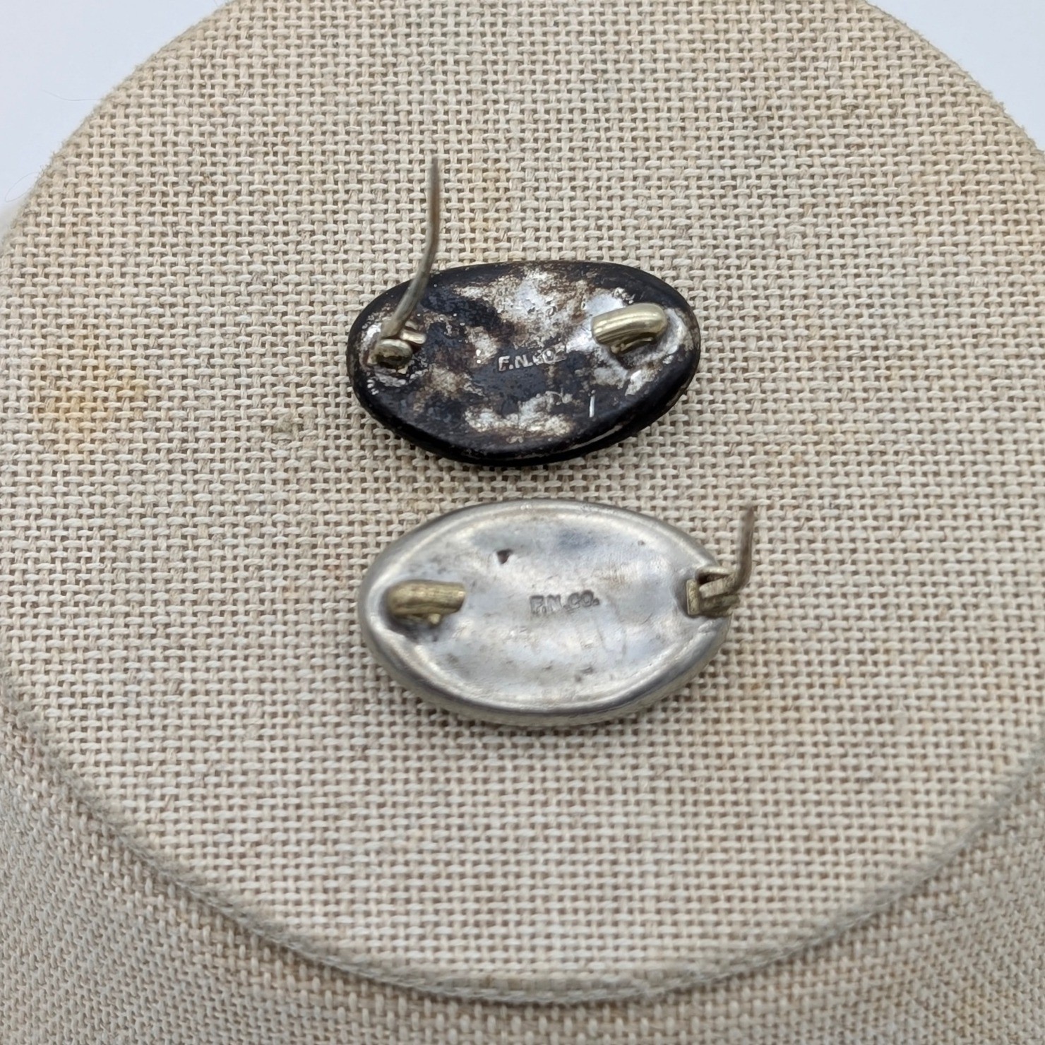 Vintage FN Co. Rhinestone Shoe Clips Pair Silver Tone Oval Sparkle Dress Formal