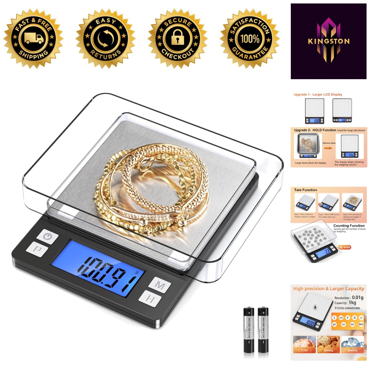 Professional High Precision Jewelry Scale 1kgx0.01g with LCD – Stylish & Compact