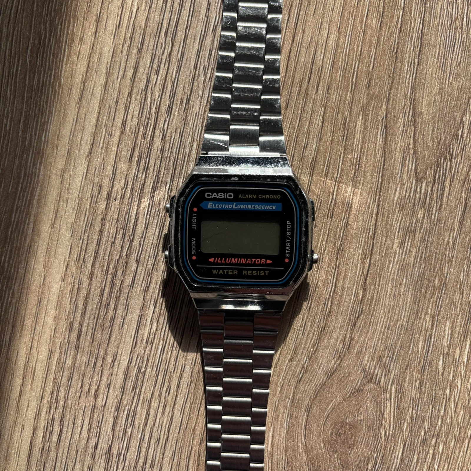 Casio A168 Vintage Digital Watch Silver Stainless Steel Illuminator 3298 Retro