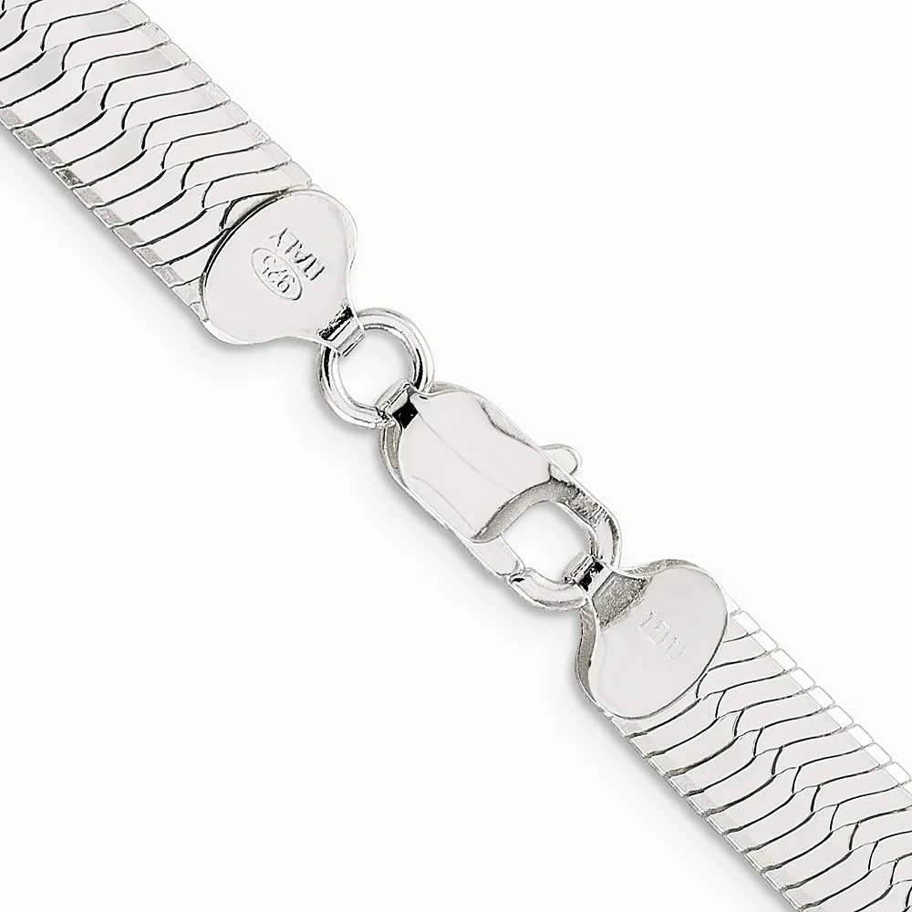 Sterling Silver 8.75mm Magic Herringbone Chain Necklace 18″-24″