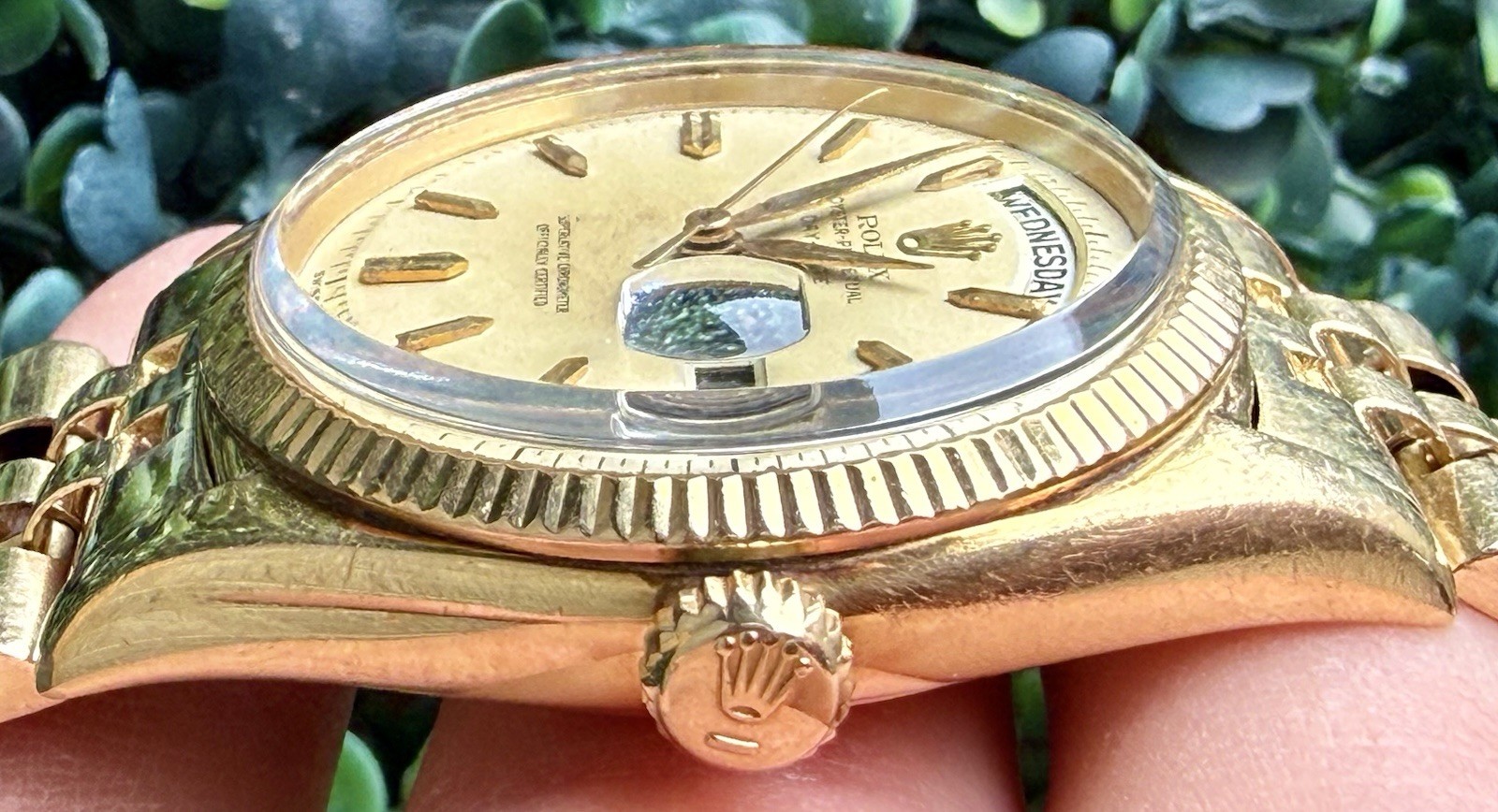 1958 Rolex Day-Date 36mm Watch 6611 18k Gold Jubilee Engraved Fluted President